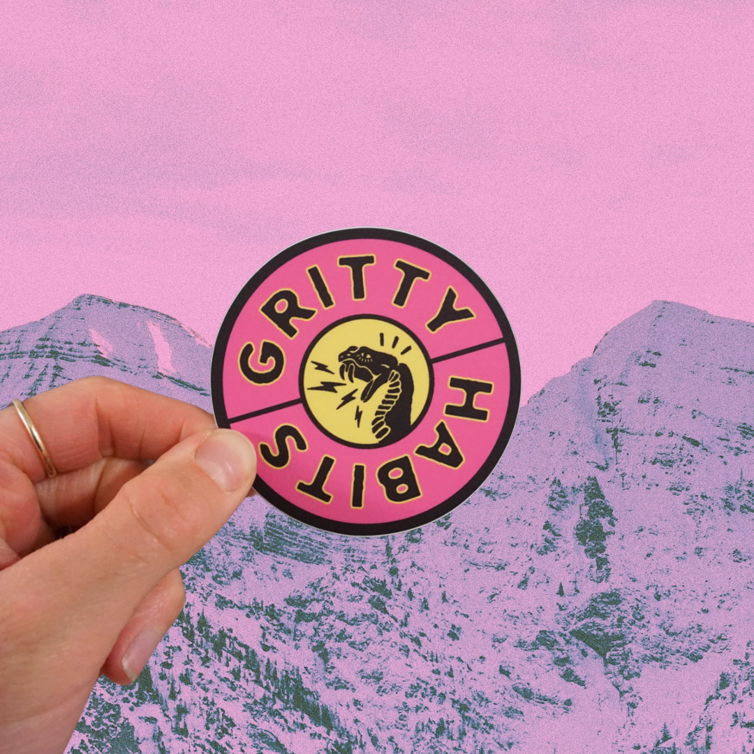 Split Logo Stamp Sticker - Pink & Yellow