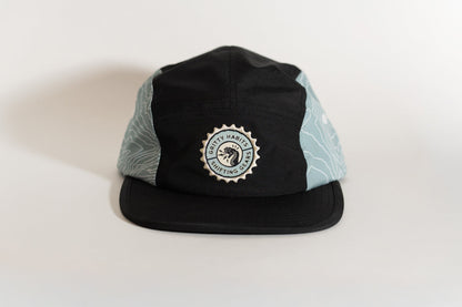 black hat with logo on white background